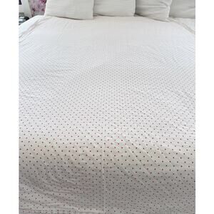 Royale Twin Flat Sheet Red Polka Dot 100% Cotton White Bedding Cottagecore Sheet